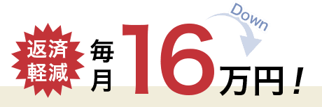 返済軽減 毎月 16万円！
